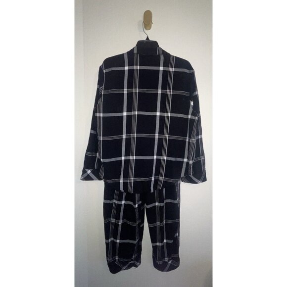 Victorias Secret 2 Piece Flannel Plaid PJs Pajamas LS Womens M Medium Black - Picture 5 of 5